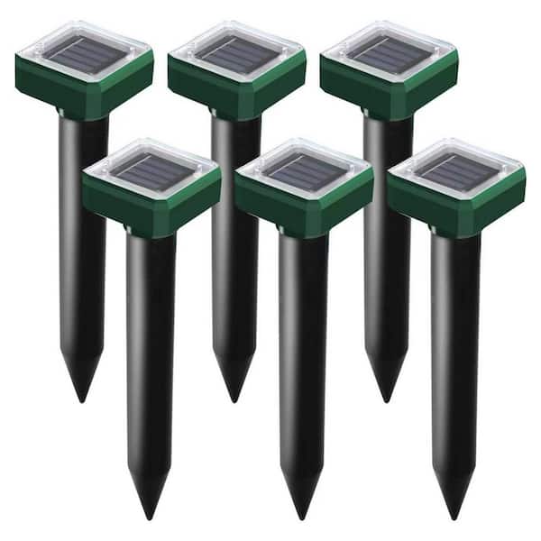 Solar Powered Ultrasonic Repellent Spikes for Snake and Vole, Waterproof Pest Deterrent for Garden Protection (6-Pack)