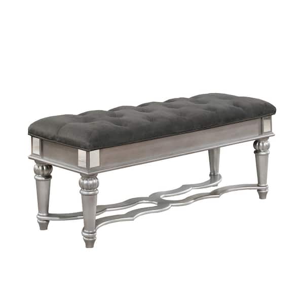 Best Quality Furniture Bonita Grey Upholstered Bench (20 in. H x 18 in. W x 52 in. L)