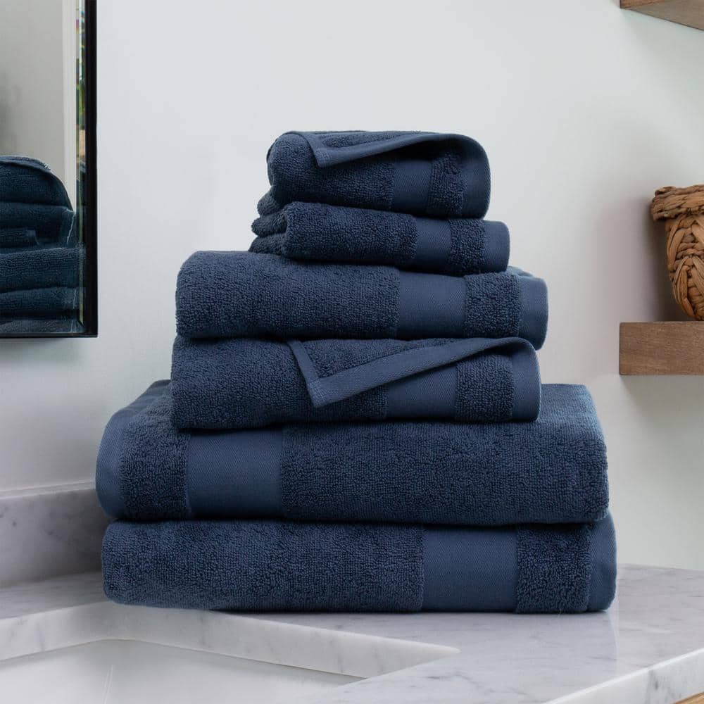Peacock Alley Liam Essential Bath Towel in Navy Dark Blue | Hand | 100% Extra-Long Staple Cotton