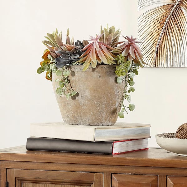 SAFAVIEH Artificial Succulent Plant 13.0 in. Gray Cement Pot