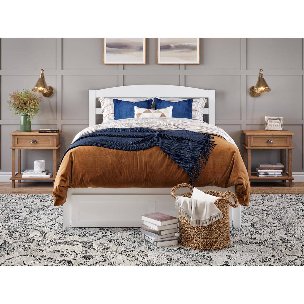Warren White Full Platform Bed with Storage Drawer
