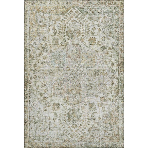 Mayfield Premium Machine Washable Abstract AMF2138 Ivory 5 ft. x 7 ft. 6 in. Area Rug