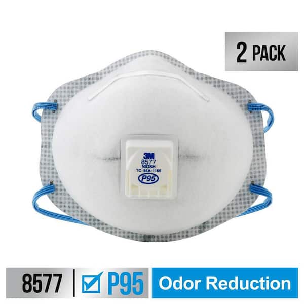 3M 8577 P95 Paint Odor Disposable Respirator Mask with Cool Flow Valve (2-Pack)