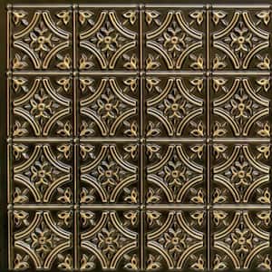 Gothic Reims 2 ft. x 2 ft. Glue Up PVC Ceiling Tile in Antique Brass (40 sq. ft./case)