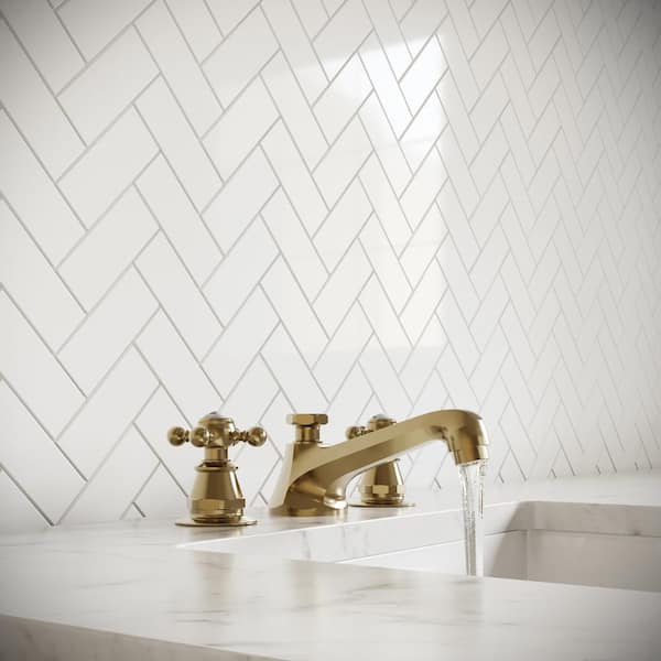 Classic Widespread Deck Mount Lavatory Faucets F2-0009 With Pop-Up Drain in Satin Gold With Metal Cross Handles