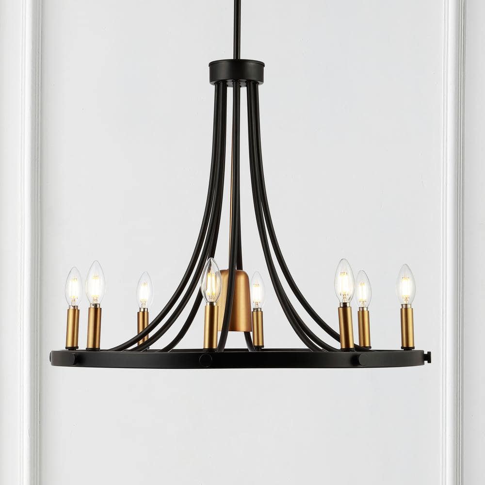 JONATHAN Y Urbanna 27 in. 9-Light Black/Brass Gold Adjustable Iron  Transitional Modern LED Chandelier JYL7506A - The Home Depot