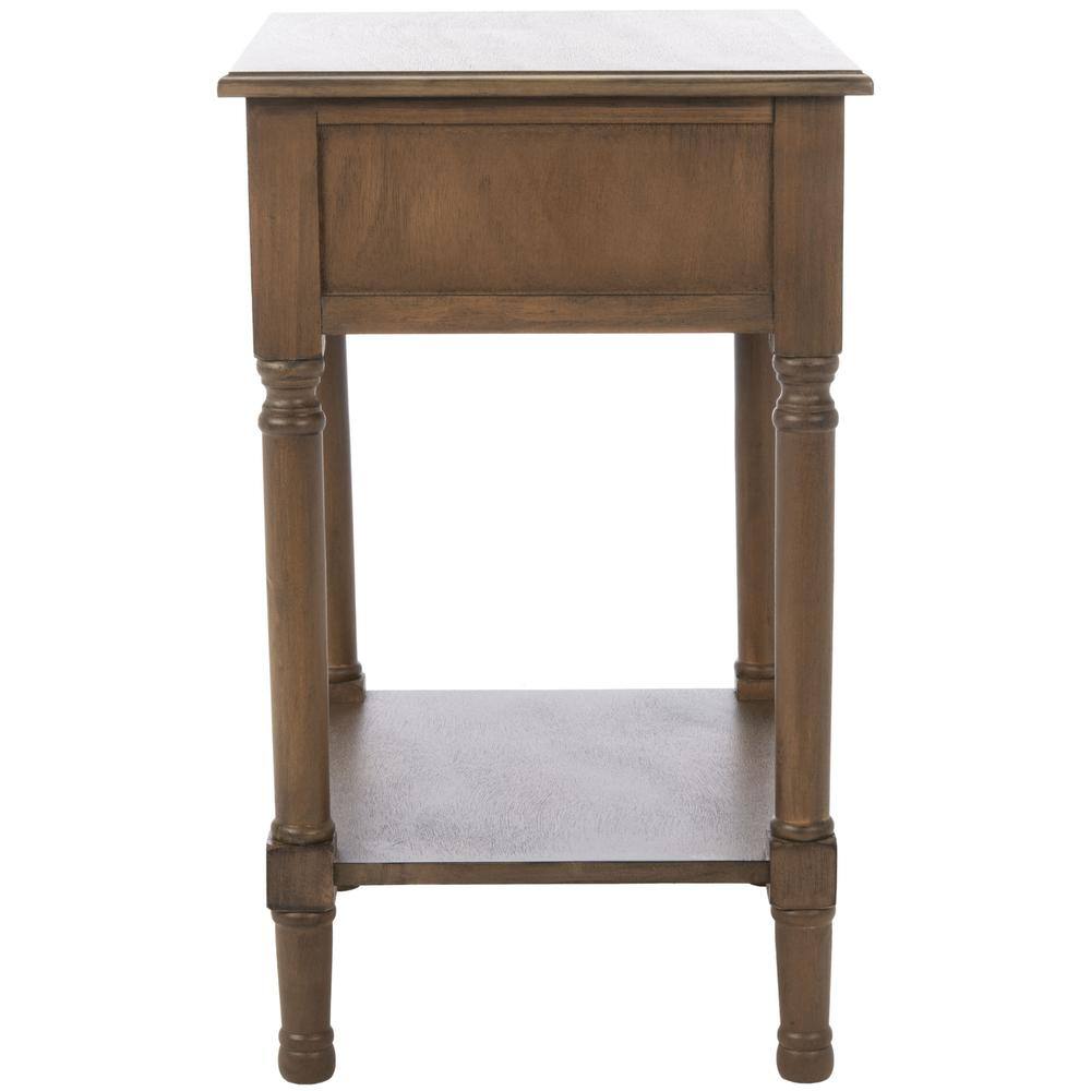 Whitney Farmhouse Brown Wood and Metal Accent Table with Storage
