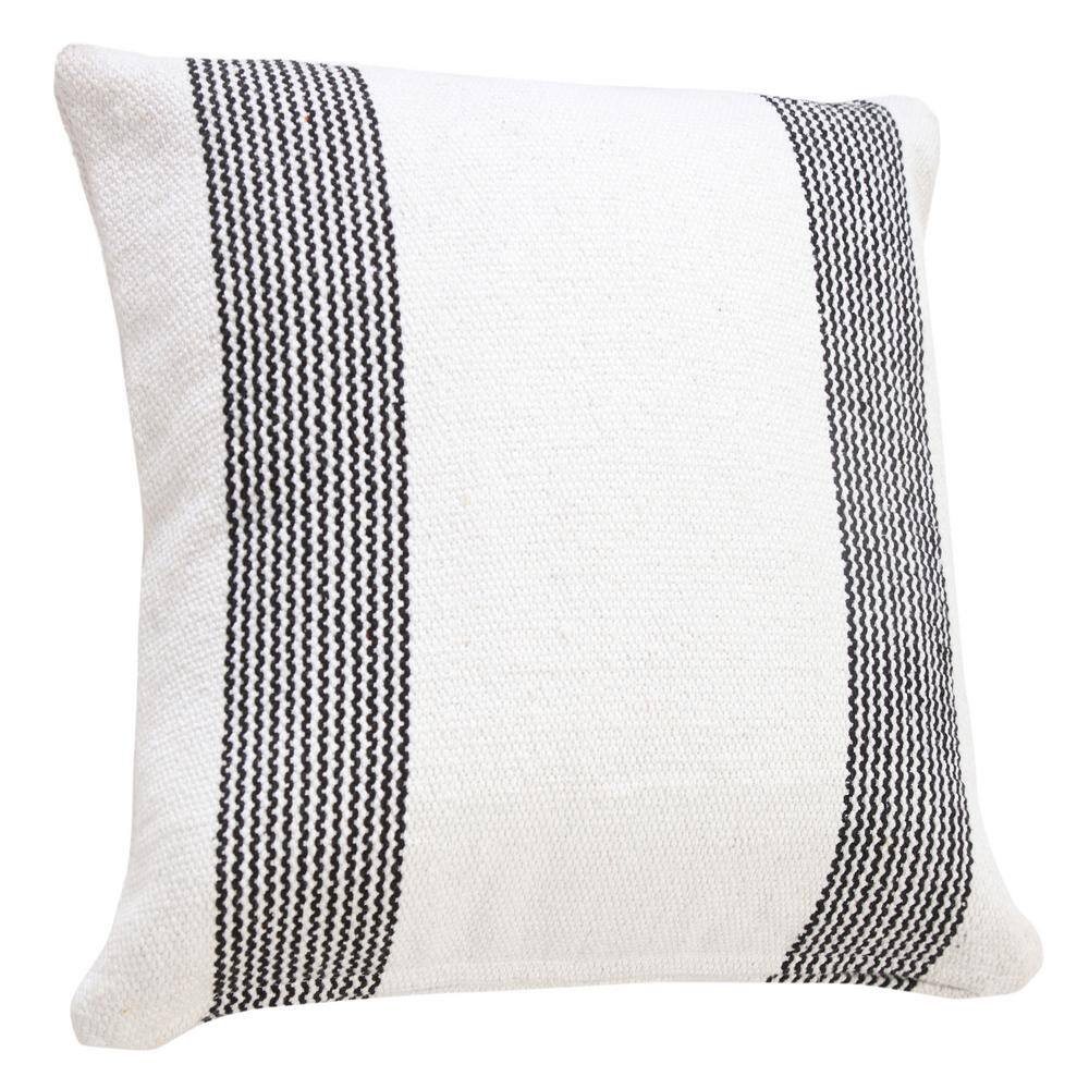 Modern Farmhouse Coastal 20" Square Striped Cotton Throw Pillow