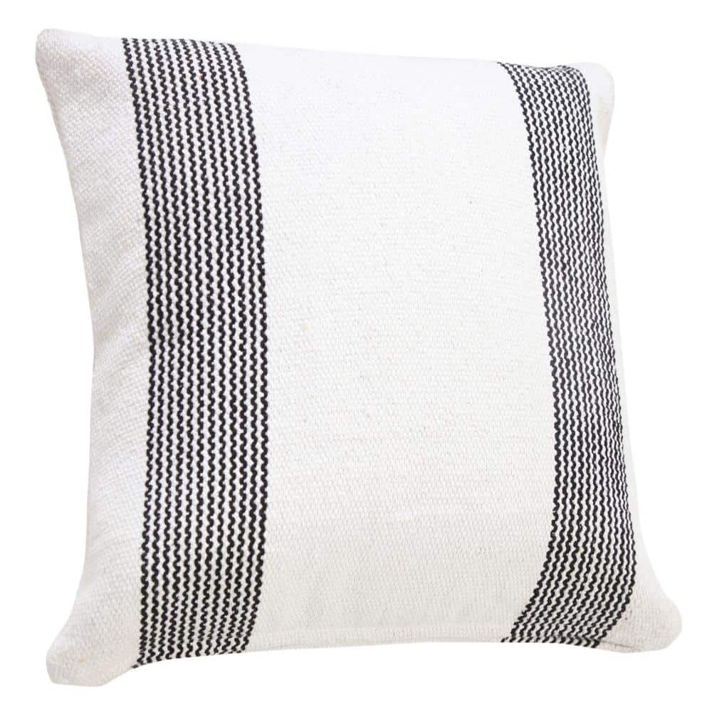 Modern Farmhouse Coastal 20" Square Striped Cotton Throw Pillow