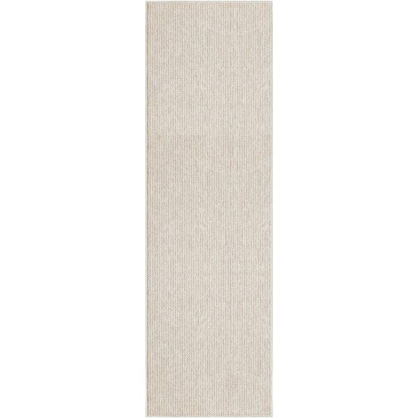 Textured Home Ivory Beige 2 ft. x 6 ft. All-over design Contemporary Runner Area Rug