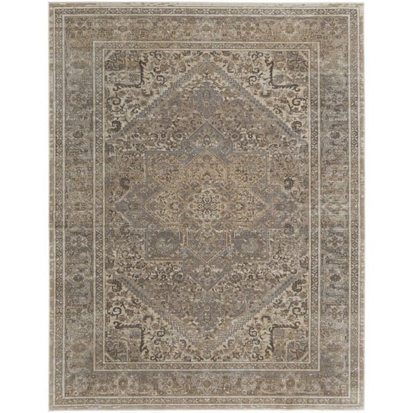 Tan, Brown 2 ft. x 3 ft.  Floral Area Runner