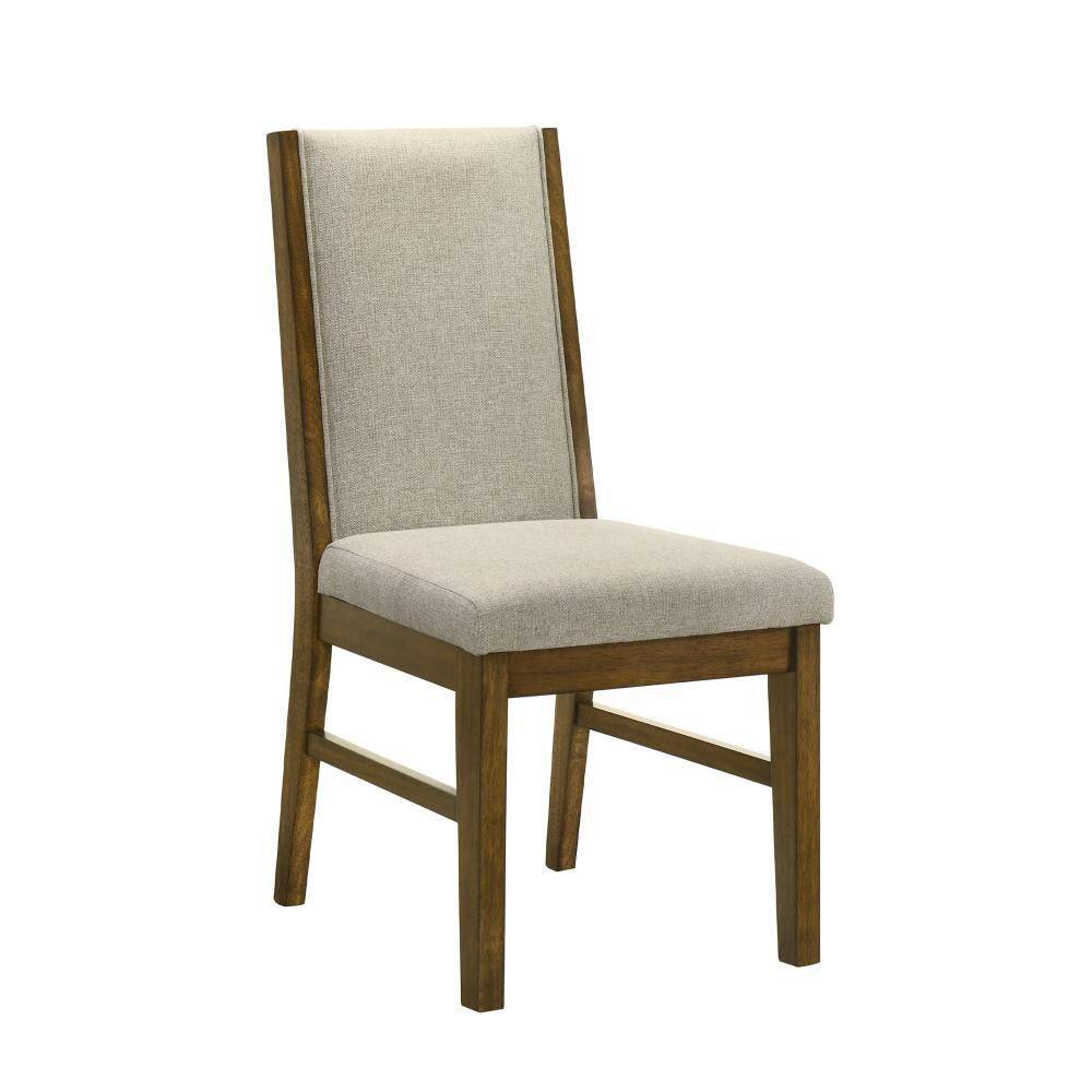 Liyo Brown and Beige Fabric Dining Side Chair Set of 2