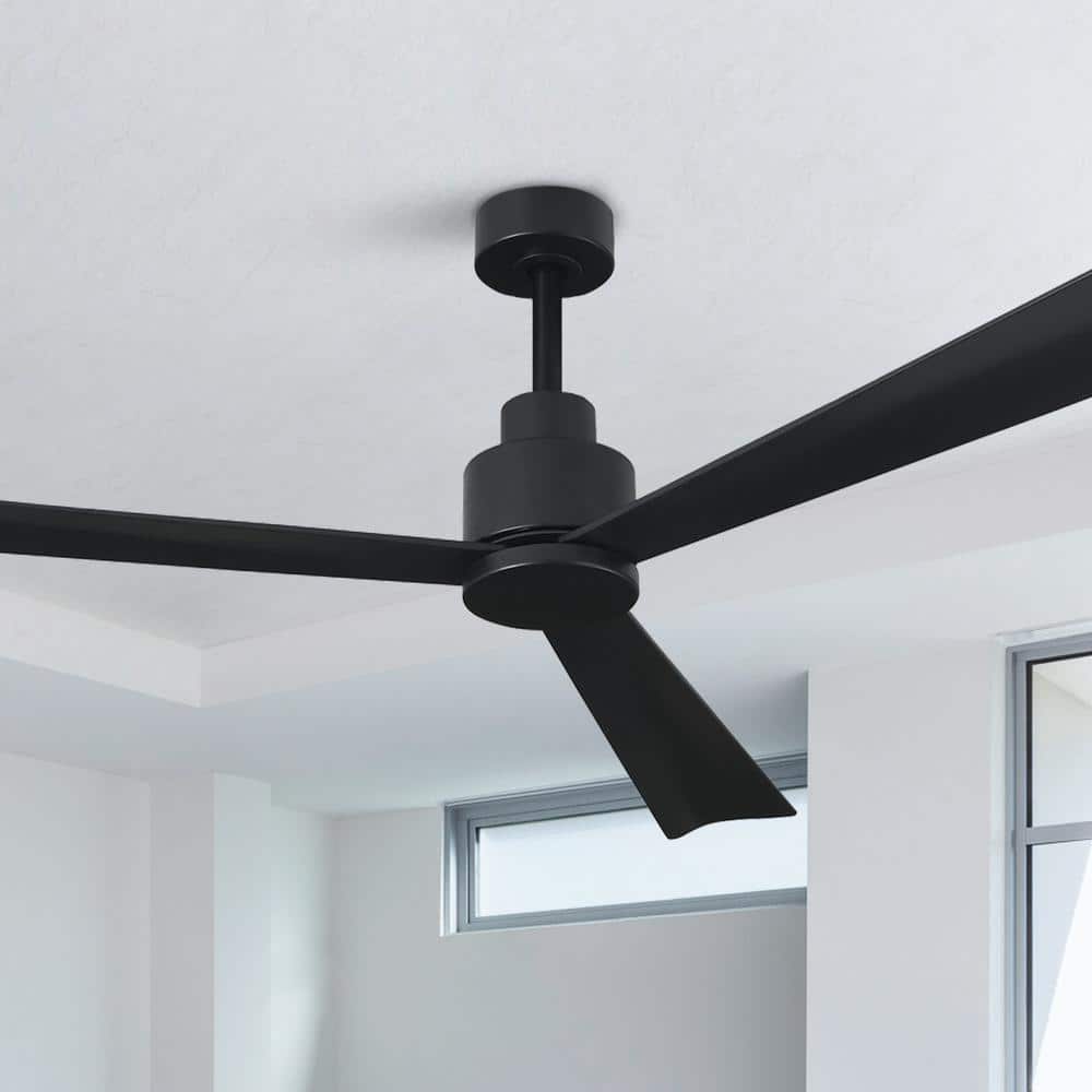 52-Inch Matte Black Reversible 3-Blade Ceiling Fan with Remote