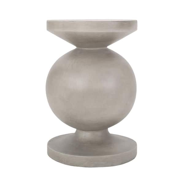 Outdoor Side Table with Classic Pedestal Base and Lightweight Concrete Construction, Modern Minimalist Top, No Assembly