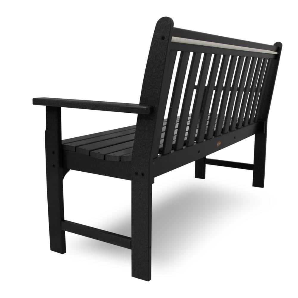 Black Polywood Vineyard Outdoor Bench with Armrests