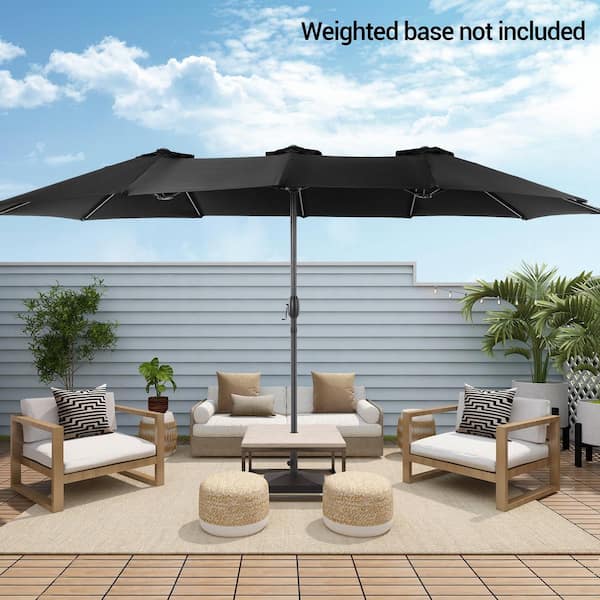 Sonkuki 15 ft. x 9 ft. Outdoor Double-Sided Umbrella Market Patio Umbrella in Black