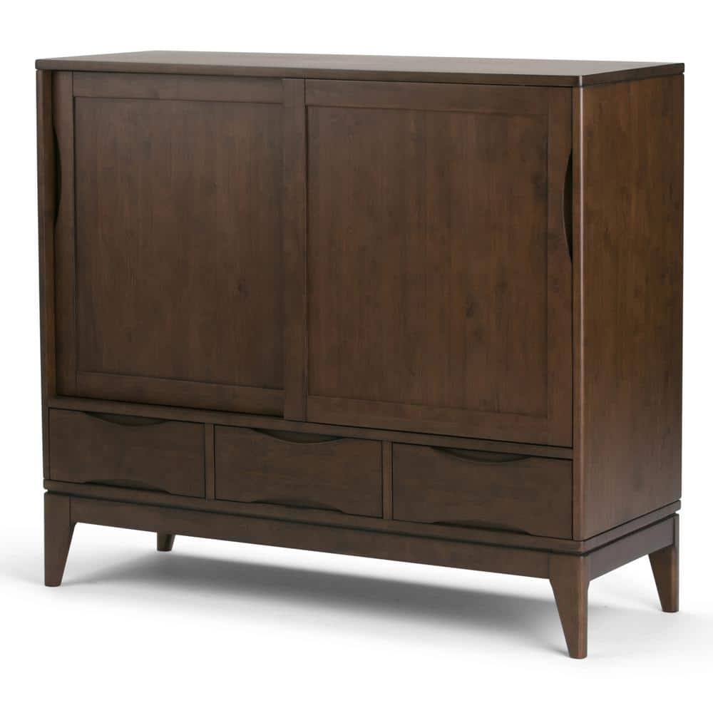 Harper Mid-Century Modern Walnut Brown Solid Hardwood Office Cupboard