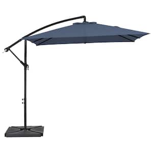 8 ft. x 8 ft. Steel Square Cantilever Patio Umbrella with Weighted Base in Navy