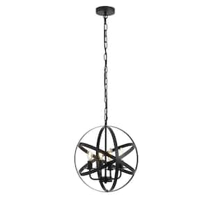 4 -Light Black Industrial Globe Pendant Lighting Ceiling Light Chandelier