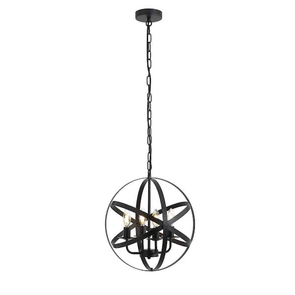 aiwen 4 -Light Black Industrial Globe Pendant Lighting Ceiling Light Chandelier