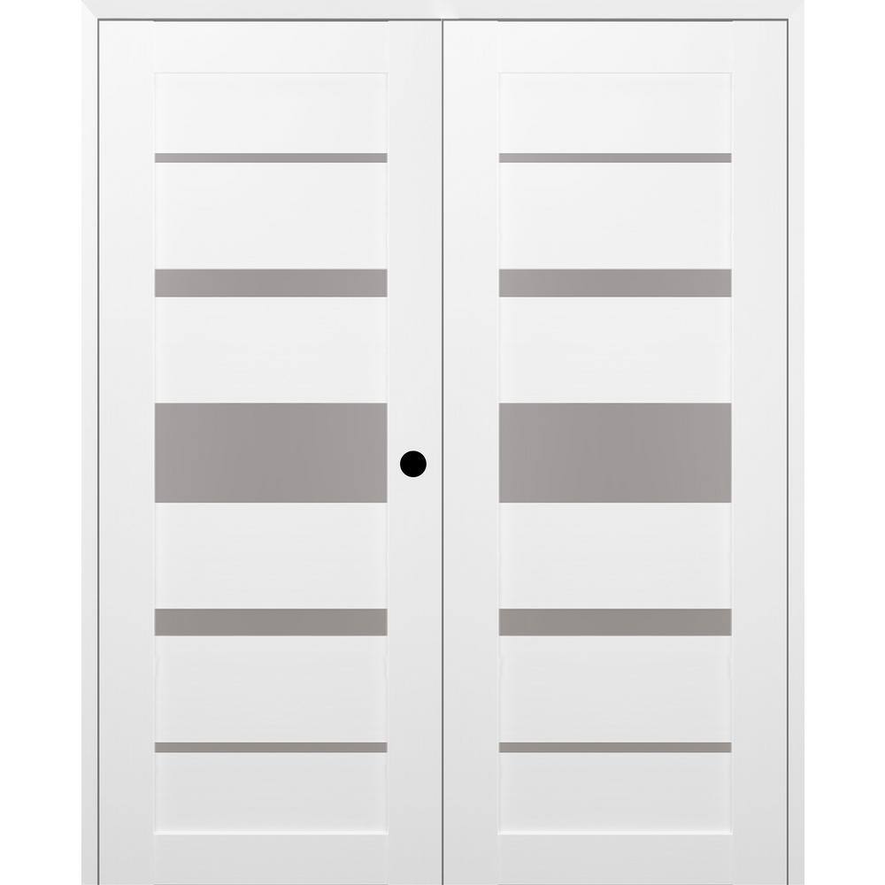 Kina 64 in. x 80 in. Left Hand Active 5-Lite Bianco Noble Wood Composite Double Prehung Interior Door price history on PriceWatchPro
