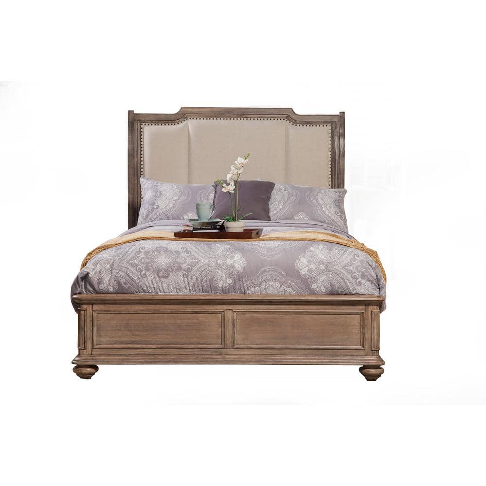 Melbourne Brown King Wood Frame Sleigh Bed