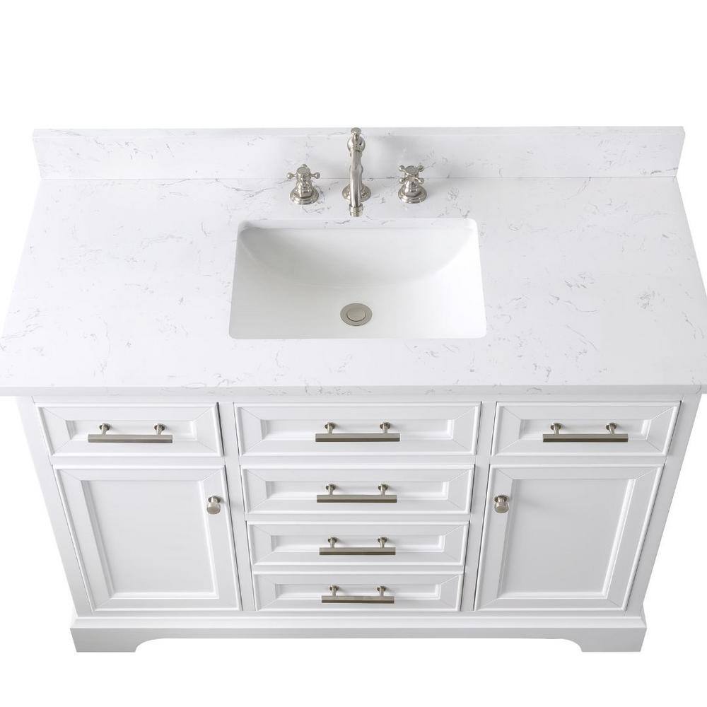 Thompson 48" White Solid Wood and MDF Single Vanity