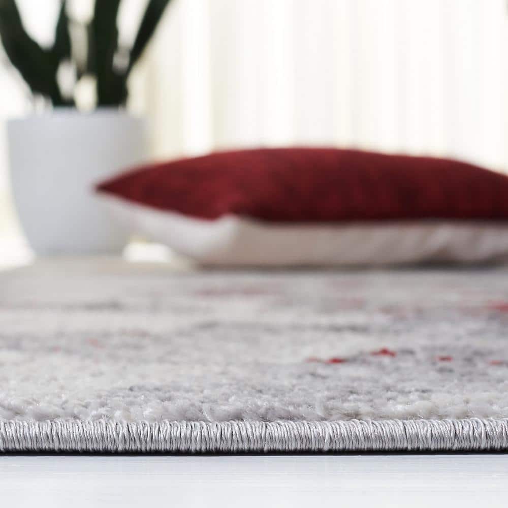 Adirondack Red and Grey Abstract Square Area Rug