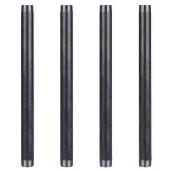 1-1/2 in. x 12 in. Black Industrial Steel Grey Plumbing Nipple (4-Pack)