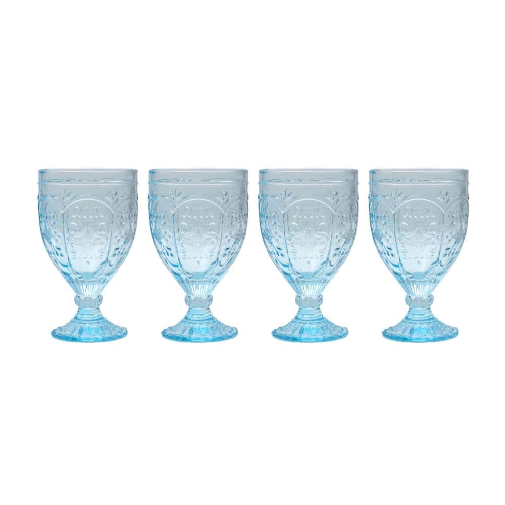 Fitz and Floyd Trestle Glassware Ornate Goblets, Red