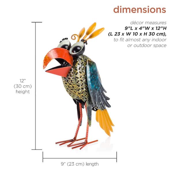Alpine Corporation 12 in. Tall Outdoor Metal Wide-Eyed Bird