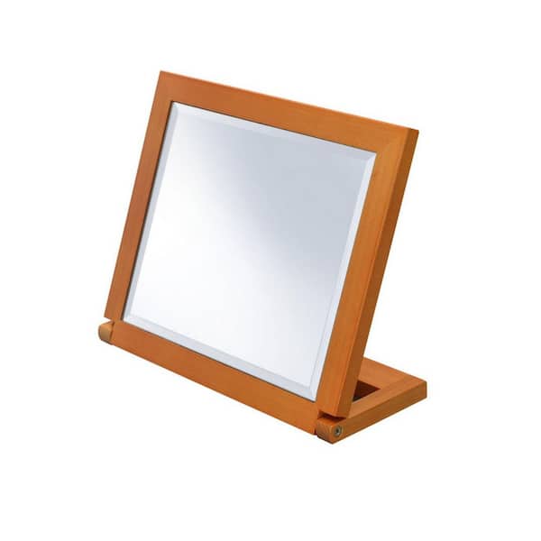 Jeedeson Walnut 9.5 in. W x 8 in. H Modern Round Wood Framed Mirror