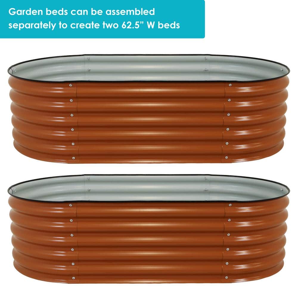Large Brown Galvalume Steel Raised Garden Bed with Rubber Edge Trim