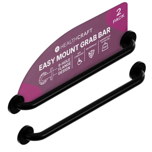 Easy Mount (2x Pack) 24 in. Grab Bar ADA Compliant for Bath and Shower Safety (500 lb. Capacity) in Matte Black