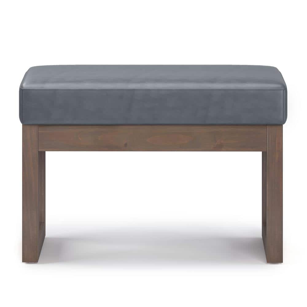 Milltown Stone Grey Faux Leather Narrow Profile Ottoman Bench