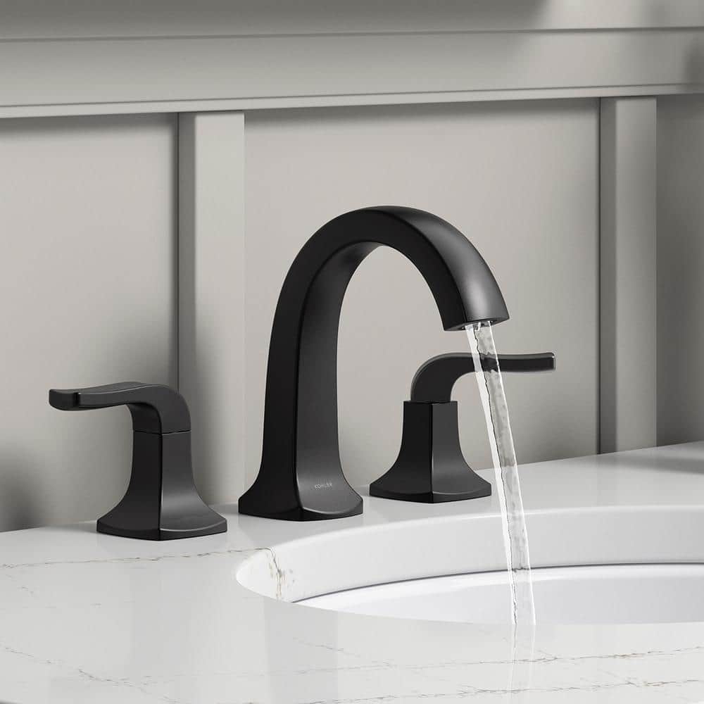 Matte Black Double Handle Widespread Bathroom Faucet