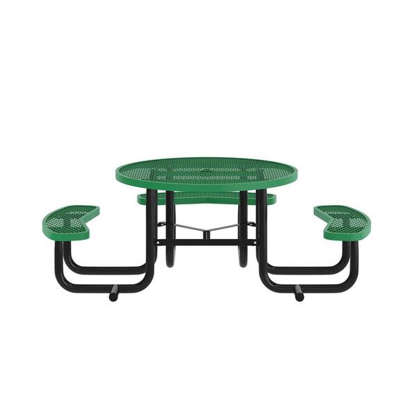 Carnegy Avenue Creekside 82.5 in. Green Round Steel Outdoor Picnic