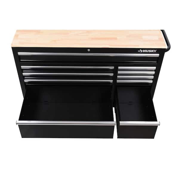 Husky - Modular Tool Storage 52 in. W x 20 in. D Standard Duty Black Mobile Workbench Cabinet