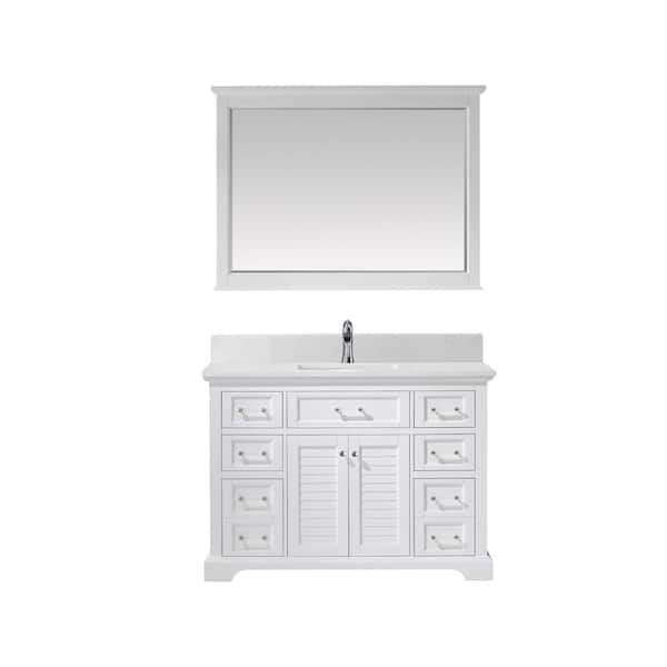 ROSWELL Lorna 48 in. Bath Vanity in White with Composite Vanity Top in ...
