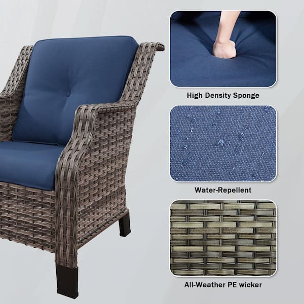 テーブル・チェア・ハンモック BlueRidgeChairWorks CarolinaSnackTable JOYSIDE 3-Piece Wicker Outdoor Rocking Chair Patio