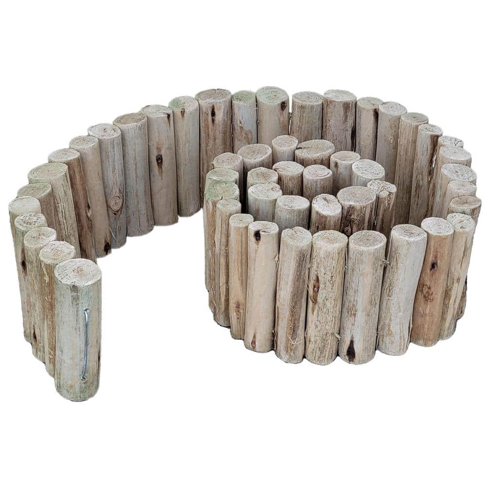 Natural Eucalyptus Wood Garden Border Edging, 6'' H x 72'' L