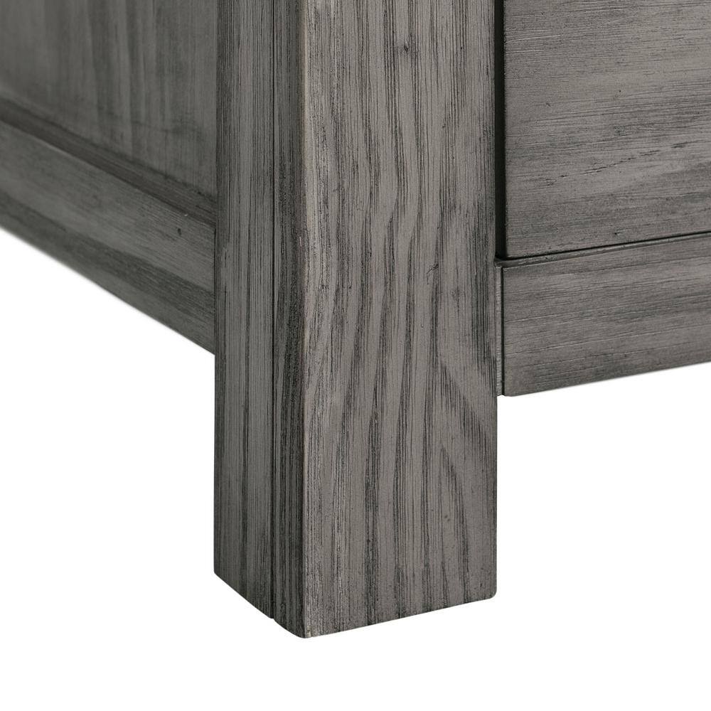 Gray Pine Transitional 5-Drawer Chest with Black Metal Trim