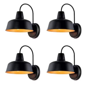 1-Light Industrial Style Metal Matte Black Wall Sconce (4-Pack)