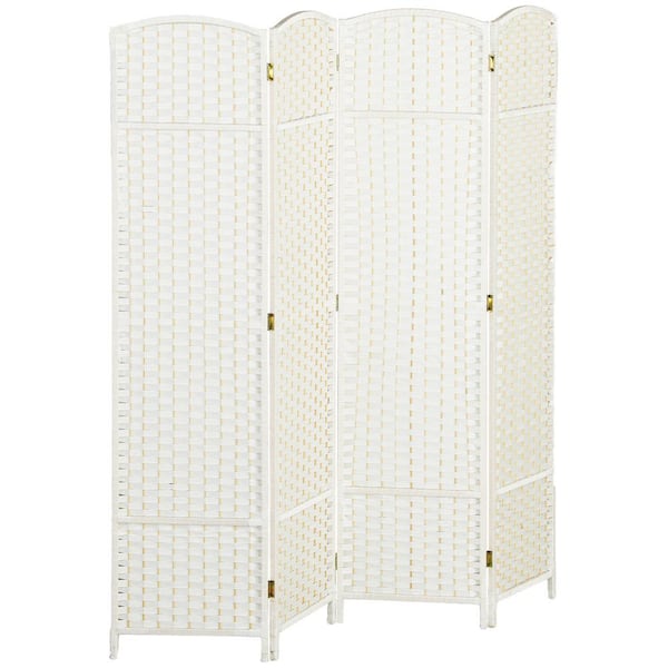 66.9 in. 4-Panel Room Divider, 4-Panel Folding Privacy Screen for Home Office, Bedroom, White