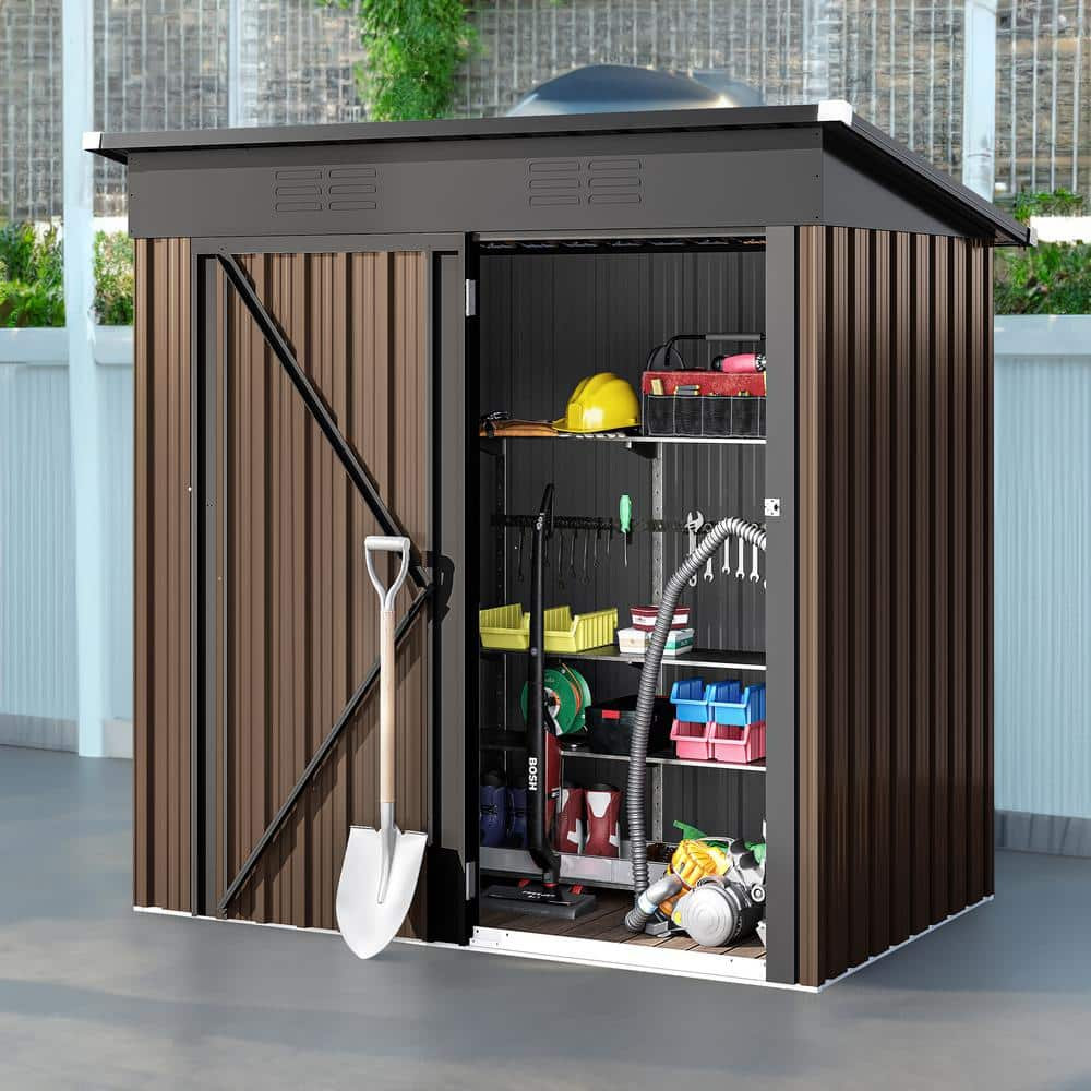 DEXTRUS Outdoor Storage Shed 5 ft. W x 3 ft. D, Heavy-Duty Metal Tool ...