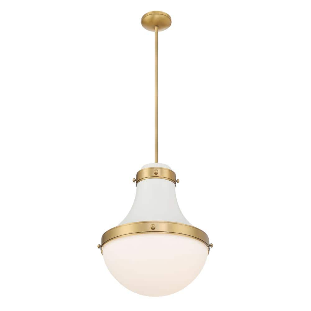 Purelight 100-Watt 1-Light Off White Cream and Legacy Brass Globe Pendant Light with Opal Glass Shade, No Bulb Included price history on PriceWatchPro