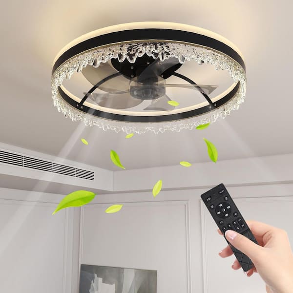 Light Pro 20 in. Smart Indoor Black Integrated LED Light Ceiling Fan with Remote control and 6-Speed Dc Motor