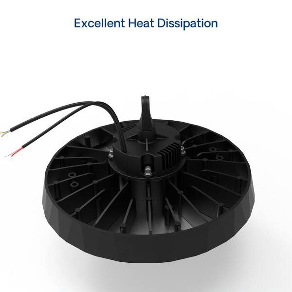 InfiBrite 12.8 in. 5000K Daylight 24,600/32,800/41,000 Lumens 120-200W Adjustable LED Dimmable Wet Rated Black High Bay 120-277V
