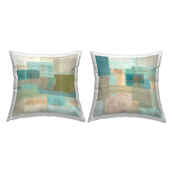 Stupell Industries Abstract Geometric Collage Blue Geometric Polyester 18 in. x 18 in. Throw Pillow Set of 2