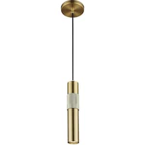 Passwell 1-Light Aged Brass Tubed Pendant Light